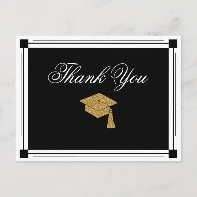 Postal Graduación estilo Art Deco Gracias (Anverso)