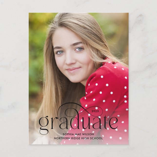 Postal Graduación Foto con Superposición de Tipo Minimali (Anverso)