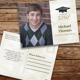 Postal Graduación Foto Sencilla Junta Minimalista de Mort