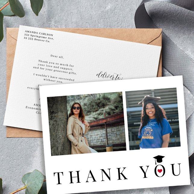 Postal Graduación gracias texto fotográfico personalizado (Subido por el creador)