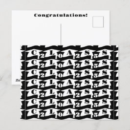 Postal Graduación Graduado Clase 2025 Negro y Blanco