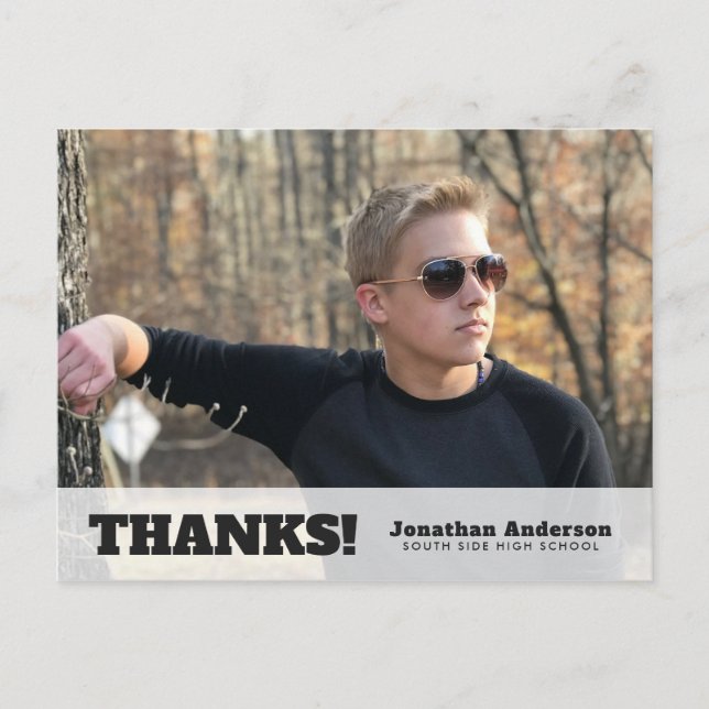 Postal Graduación horizontal de fotos Gracias (Anverso)
