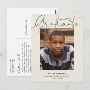 Postal Graduación informal de guión moderno de 1-foto