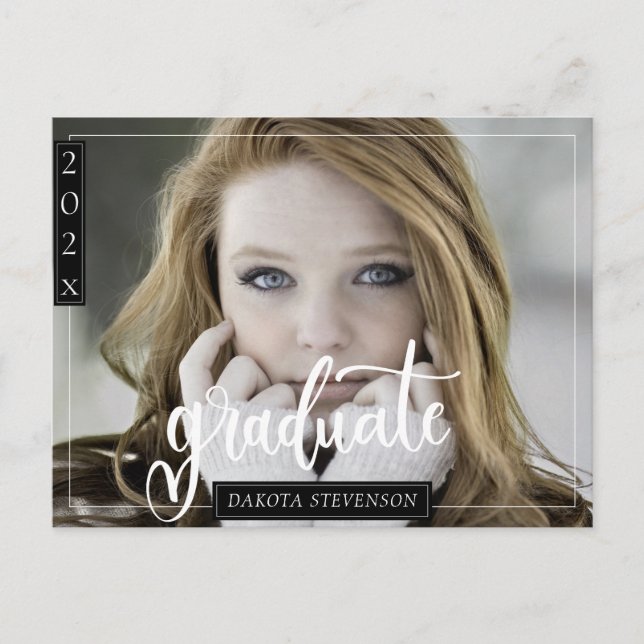 Postal Graduación mínima de fotos en blanco y negro (Anverso)