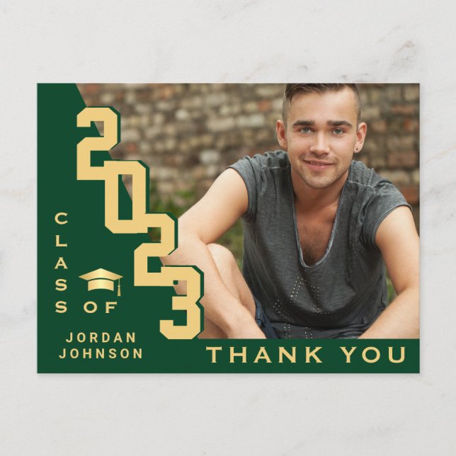 Postal Graduación Minimalista moderna y sencilla Gracias (Anverso)