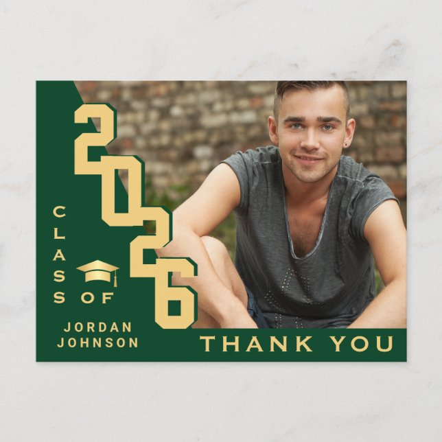 Postal Graduación Minimalista moderna y sencilla Gracias (Anverso)