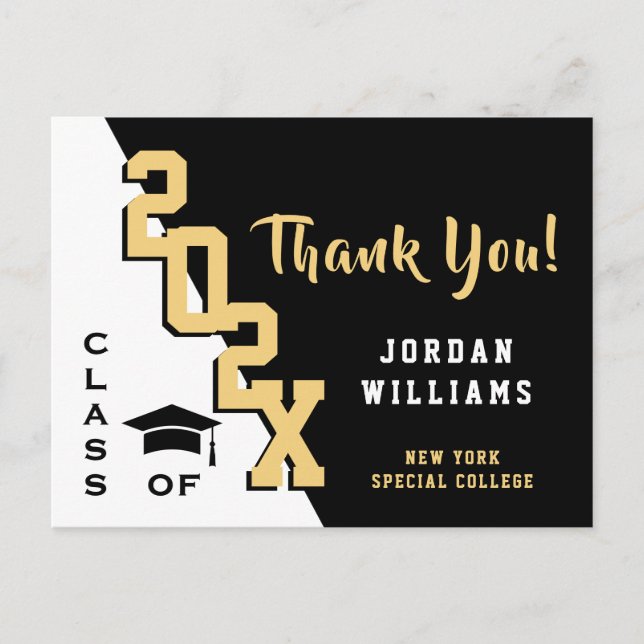 Postal Graduación Minimalista moderna y sencilla Gracias (Anverso)