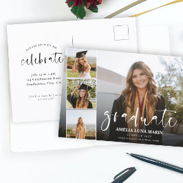 Postal Graduación moderna de caligrafía elegante