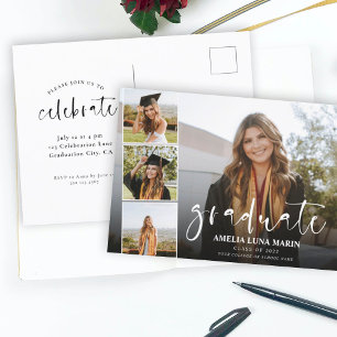 Postal Graduación moderna de caligrafía elegante