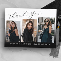 Graduación Moderna de Moda Azul y Blanca 3 Fotos T