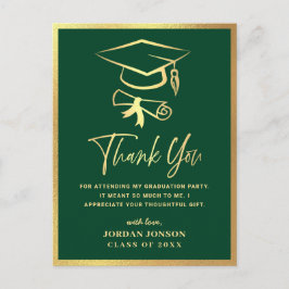 Postal Graduación Moderna Gold Green Gracias