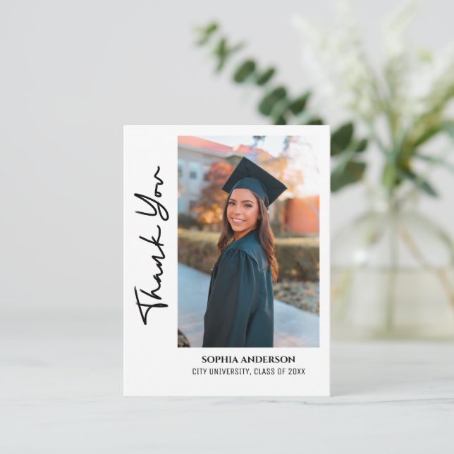 Postal Graduación Moderna Simple Gracias (Anverso de pie)