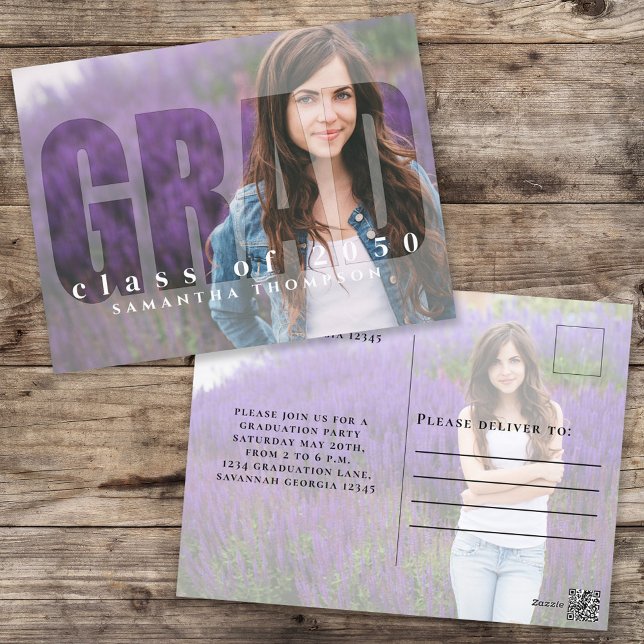 Postal Graduación Moderna Tipografía Grad Simple Dos Foto (Subido por el creador)