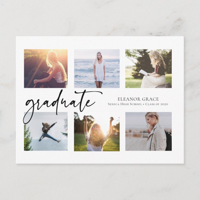 Postal Graduación multifotografía en blanco y negro (Anverso)