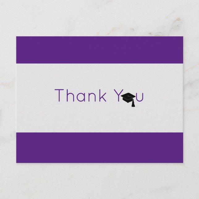 Postal Graduación Negrita de Plata Púrpura Gracias (Anverso)