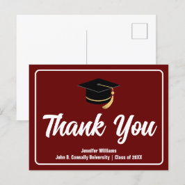 Postal Graduación Personalizada de Agradecimiento en Rojo