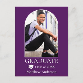Postal Graduación púrpura en el título de arco moderno