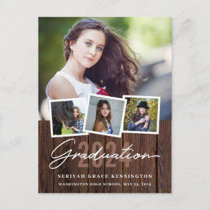 Postal Graduación Rustic Wood Every Year 4 Photo