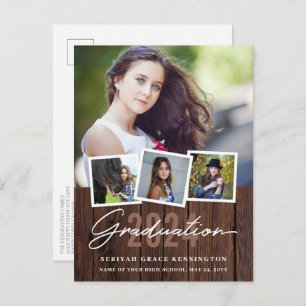 Postal Graduación Rustic Wood Every Year 4 Photo