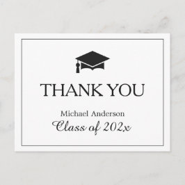 Postal Graduación simple en blanco negro con clase Gracia