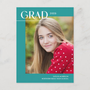 Postal Graduación Simple Foto Acuática Negrita 2025 Grad