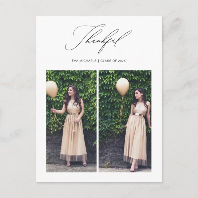 Postal Graduación Simplemente Agradecida Dos Foto Gracias (Anverso)