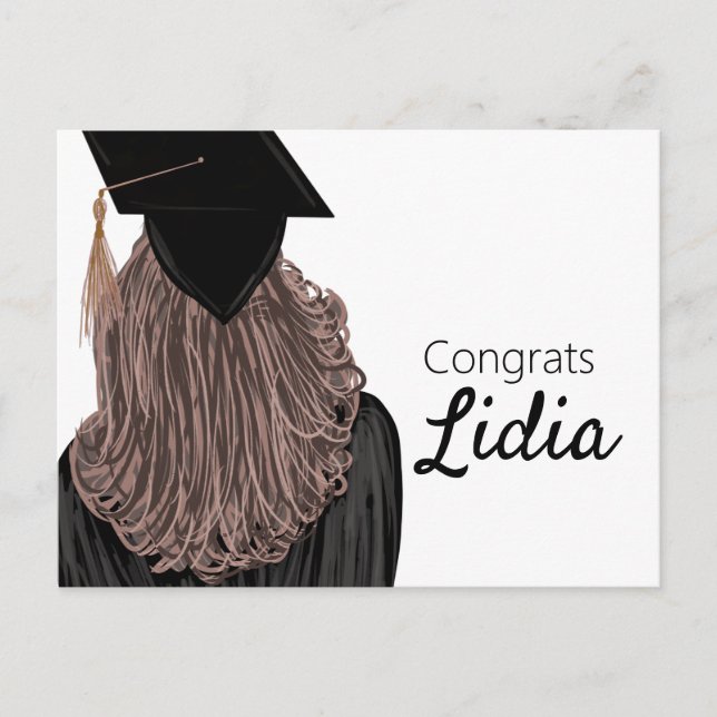 Postal Graduación universitaria chica de secundaria gradu (Anverso)