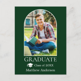 Postal Graduación verde de la foto de la capa de arco mod