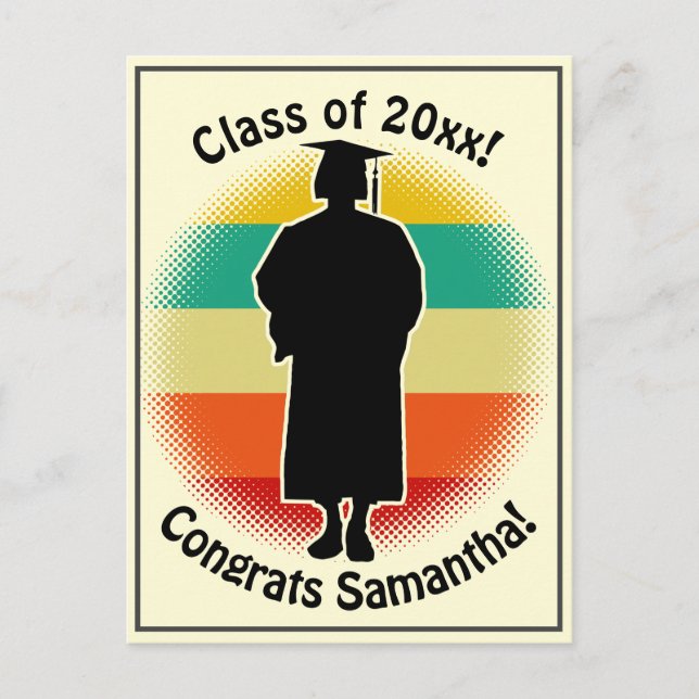 Postal Graduada Graduada Retro Chica Po (Anverso)