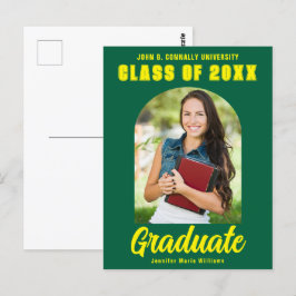 Postal Graduado amarillo verde foto moderna negrita gradu