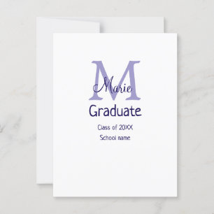 Postal Graduado añadir nombre monograma púrpura simple mí