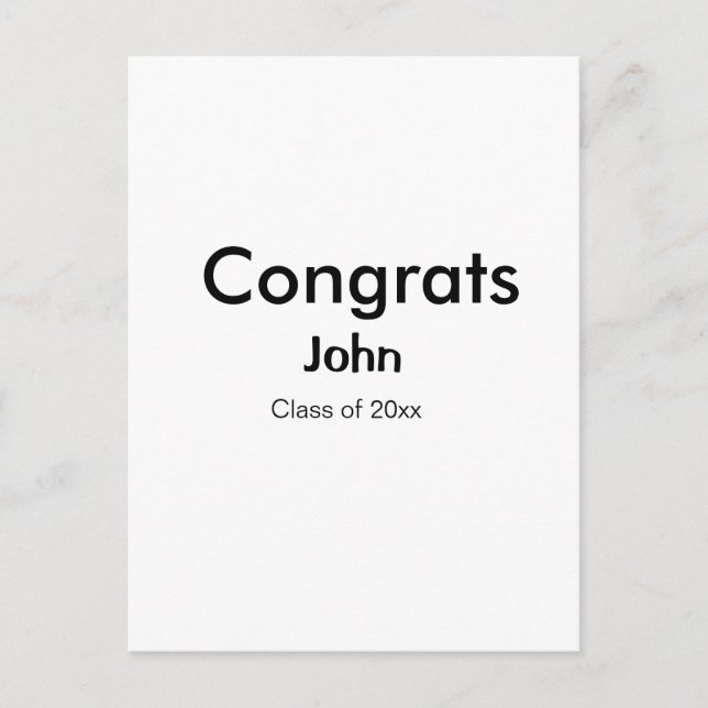 Postal graduado chico añadir nombre felicitaciones fecha  (Anverso)