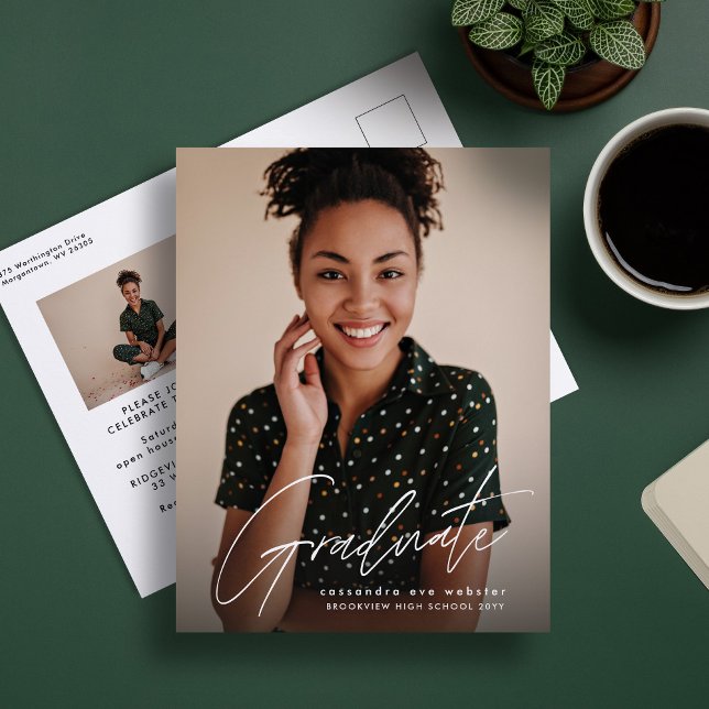 Postal Graduado de escritura moderna simple 2 foto gradua (Subido por el creador)