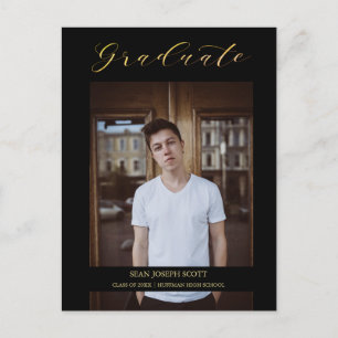 Postal Graduado de fotografía de caligrafía moderna y cap