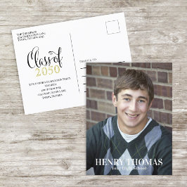 Postal Graduado de fotografía moderno simple oro Minimali