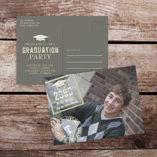 Postal Graduado de fotografía oro Minimalista elegante mo