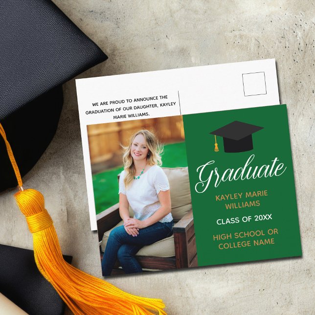 Postal Graduado de Oro Verde Foto Personalizado 2024 Grad (Subido por el creador)