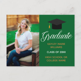 Postal Graduado de Oro Verde Foto Personalizado 2024 Grad