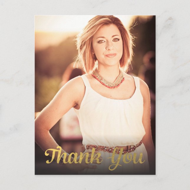 Postal Graduado de Relieve metalizado dorado Gracias Post (Anverso)