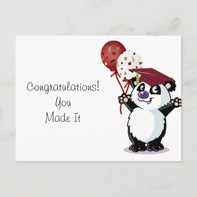 Postal Graduado feliz de oso panda (Anverso)