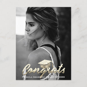 Postal Graduado Foto Clase De Nombre Del Año Purpurina De