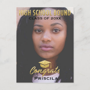 Postal Graduado Foto Clase De Nombre Del Año Purpurina De