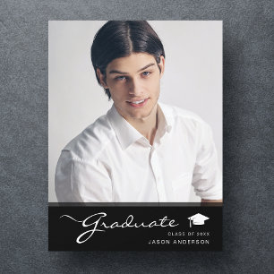 Postal Graduado moderno   Elegante guión trendy 1 foto