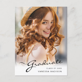 Postal Graduado moderno | Elegante Script Trendy Photo