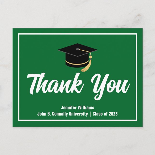 Postal Graduado personalizado de Green White (Anverso)