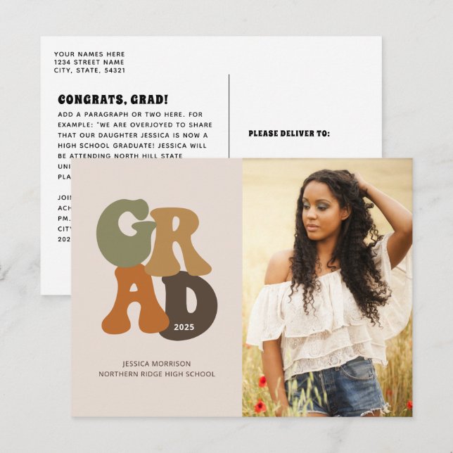 Postal Graduado retro de los años 70 (Anverso / Reverso)