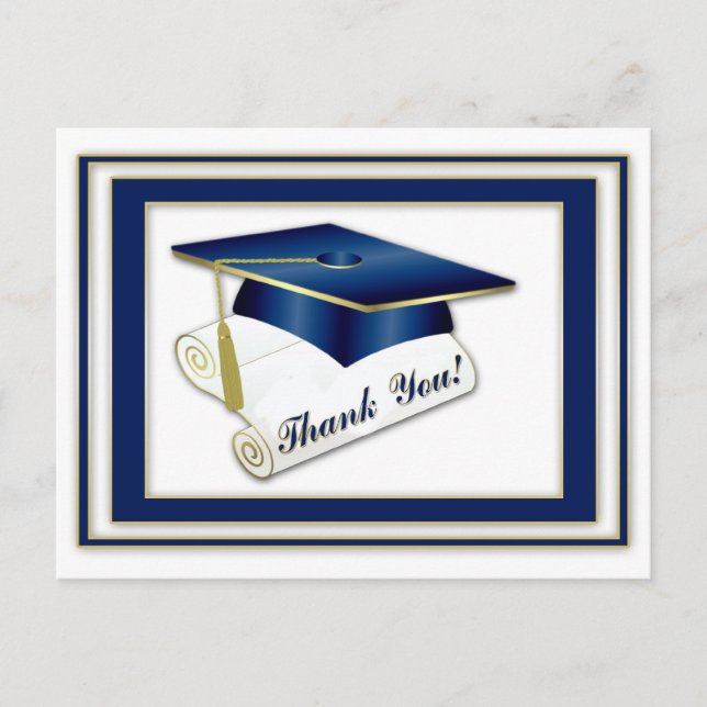 Postal Graduado Royal Blue Gracias Postcard (Anverso)