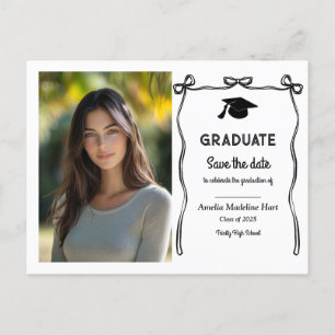 Postal Graduate Cute Bows Girly Guardar la foto de fech