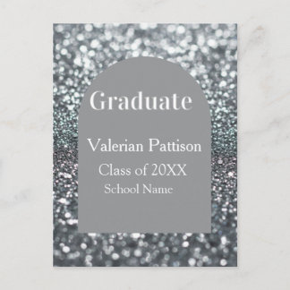 Postal Graduate silver gray glitter arch shape name year
