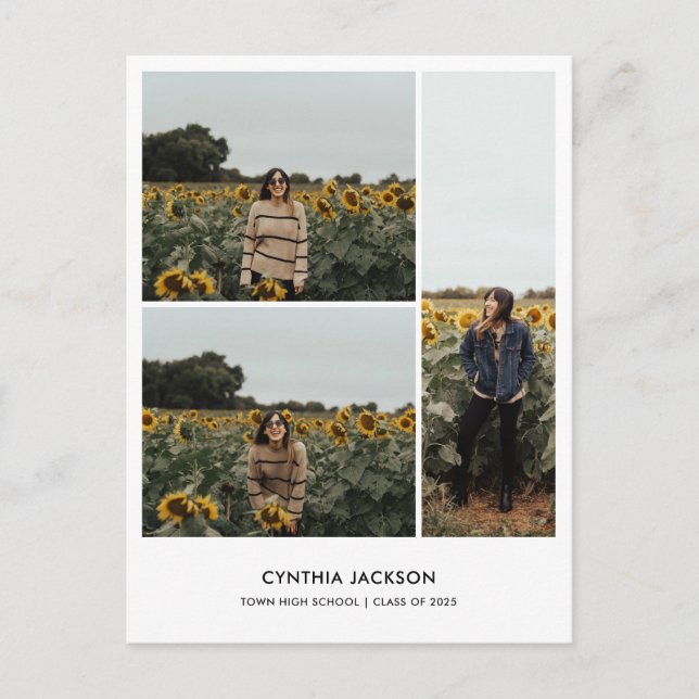 Postal Graduation Minimal Photo Collage Thank You (Anverso)